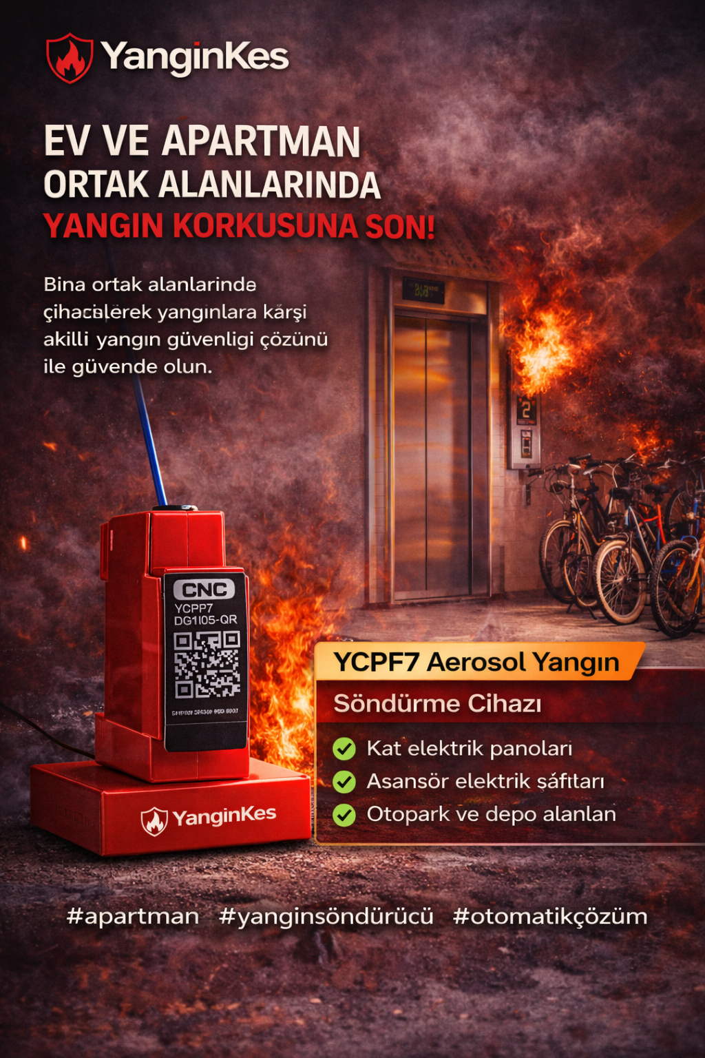 Apartman ortak alan elektrik kutusu yangın koruma